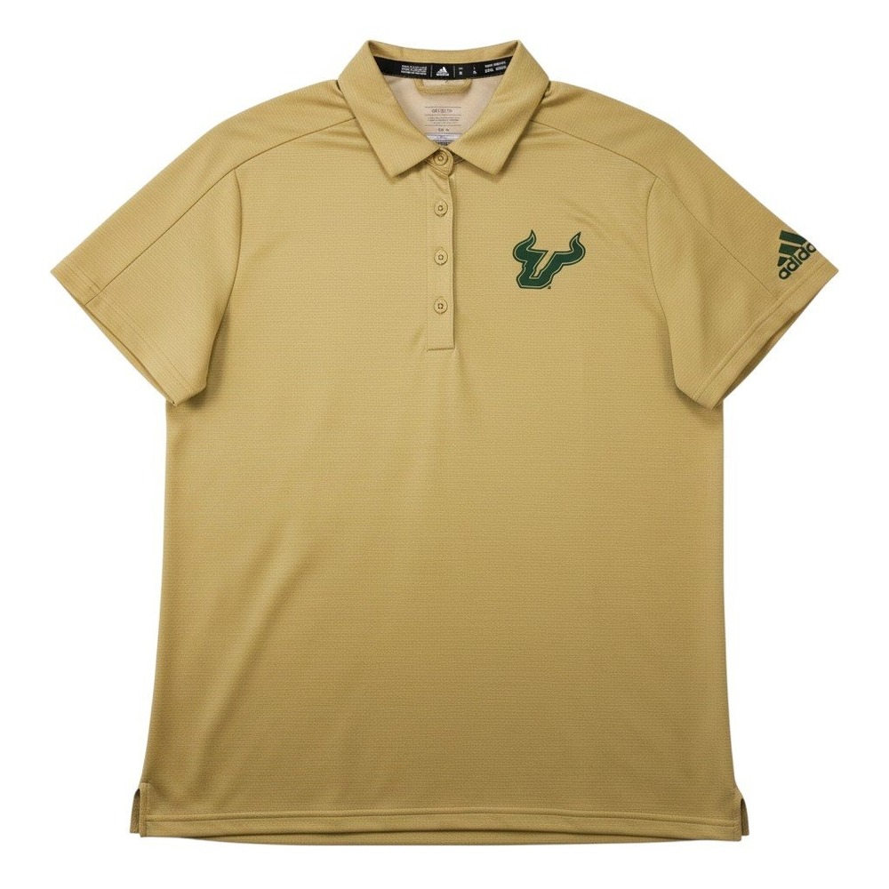 South Florida Bulls Adidas Polo Shirt Womens XL Gold Green Climalite Golf USF